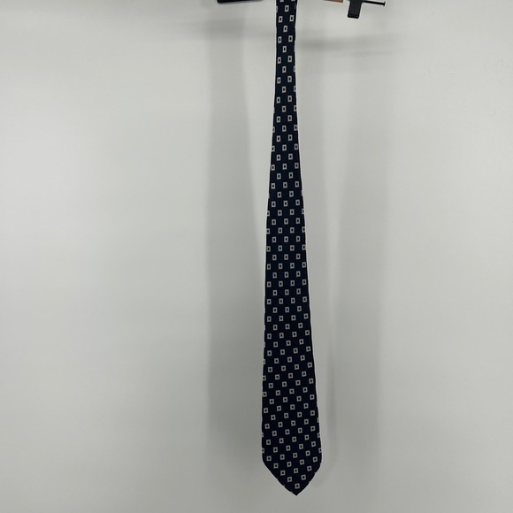 Polo Ralph Lauren Tie Mens One Size Navy Blue Geometric Silk USA - Picture 4 of 7